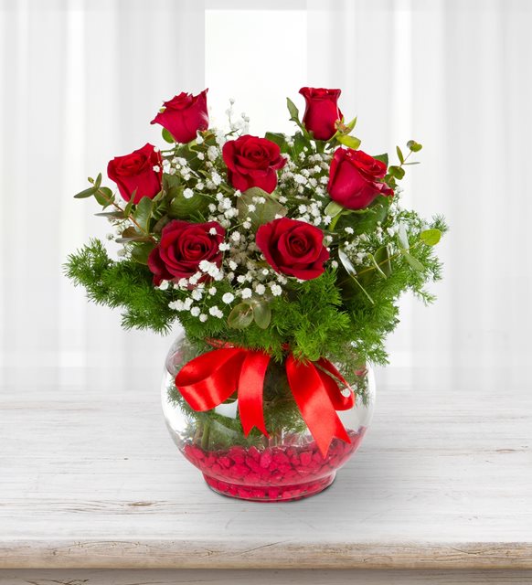 Fanus Cam 11 Kırmızı Gül